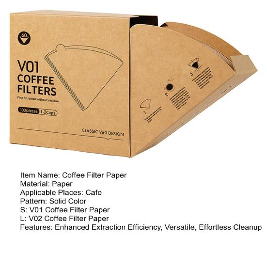 40/100 Stück kegelförmiges Kaffeefilterpapier für 1–4 Tassen, V-förmiges Design, Einweg-Kaffeefilterpapier, V01/V02 Kaffeefilter