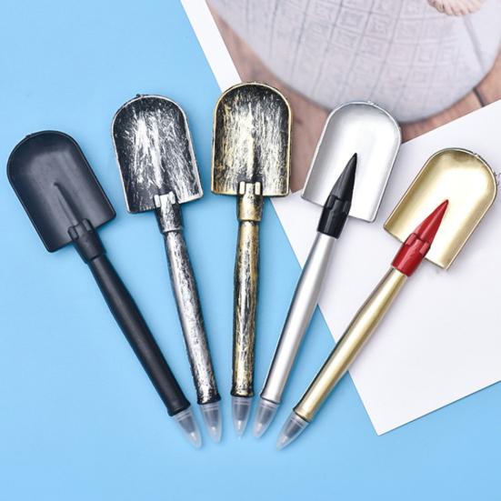 Ballpoint Pen with Push-Button Core Extraction 0.5mm Black Ink Smooth Writing Non-Smudge Shovels Shape Smooth Writing
