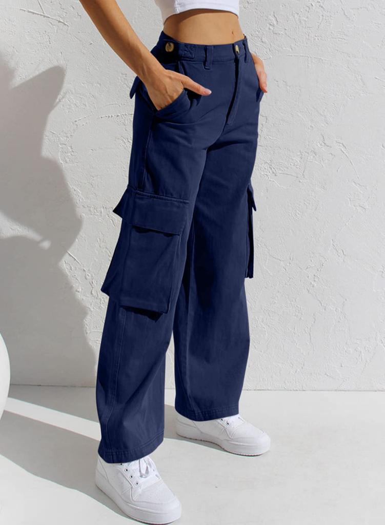 Damen Low Rise Cargo Jeans Gerade Beine Mehrere Taschen Denim Hosen Gewaschen Nicht Elastisch Lässige Lange Hosen