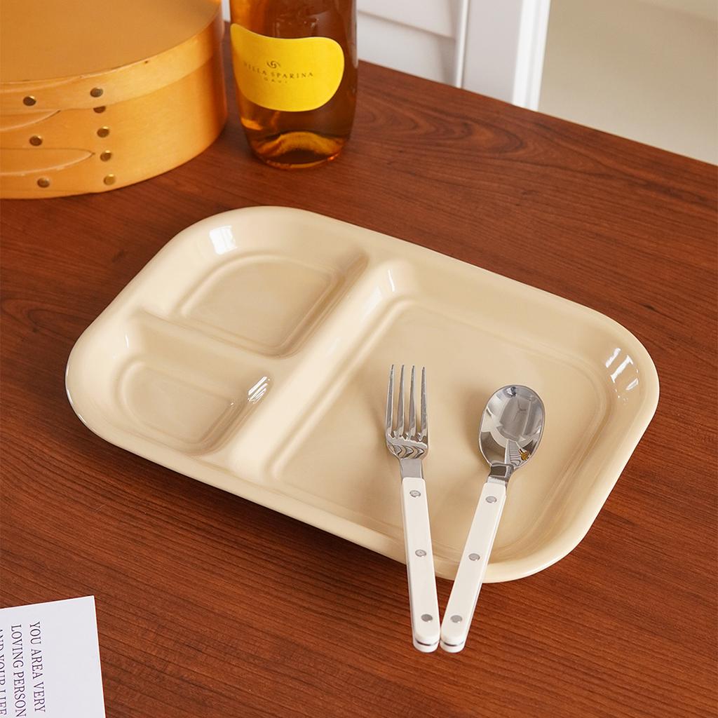 1 Stück einfache geteilte Keramik-Speiseteller, geeignet zum Servieren von Snacks und Pommes Frites, Burgern und Fried Chicken, ideal für tägliche Familienmahlzeiten, Salate