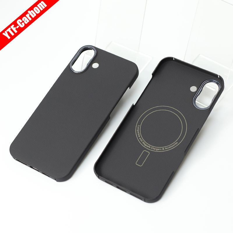 YTF-Carbon for iPhone16Promax Carbon Fiber Mobile Phone Case Aramid Fiber Magnetic 16Pro Protective Case Business 16plus