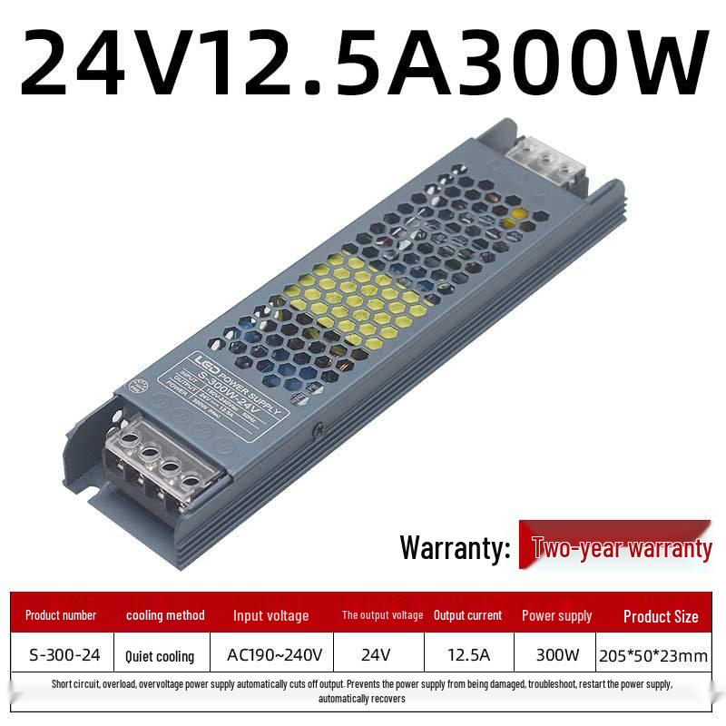 Ultra-Thin LED Power Supply for Light Strips: 220V To 24V/12V Silent Transformer for Advertising Displays.