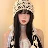Ethnic Style Hollow Lace Fringed Bag Head Hat Women'S Spring And Summer Thin Knitted Pullover Hat Retro Literary And Artistic Show Small Face