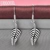 925 Sterling Silver Fashion Leaf Pendant Earrings Wedding Jewelry