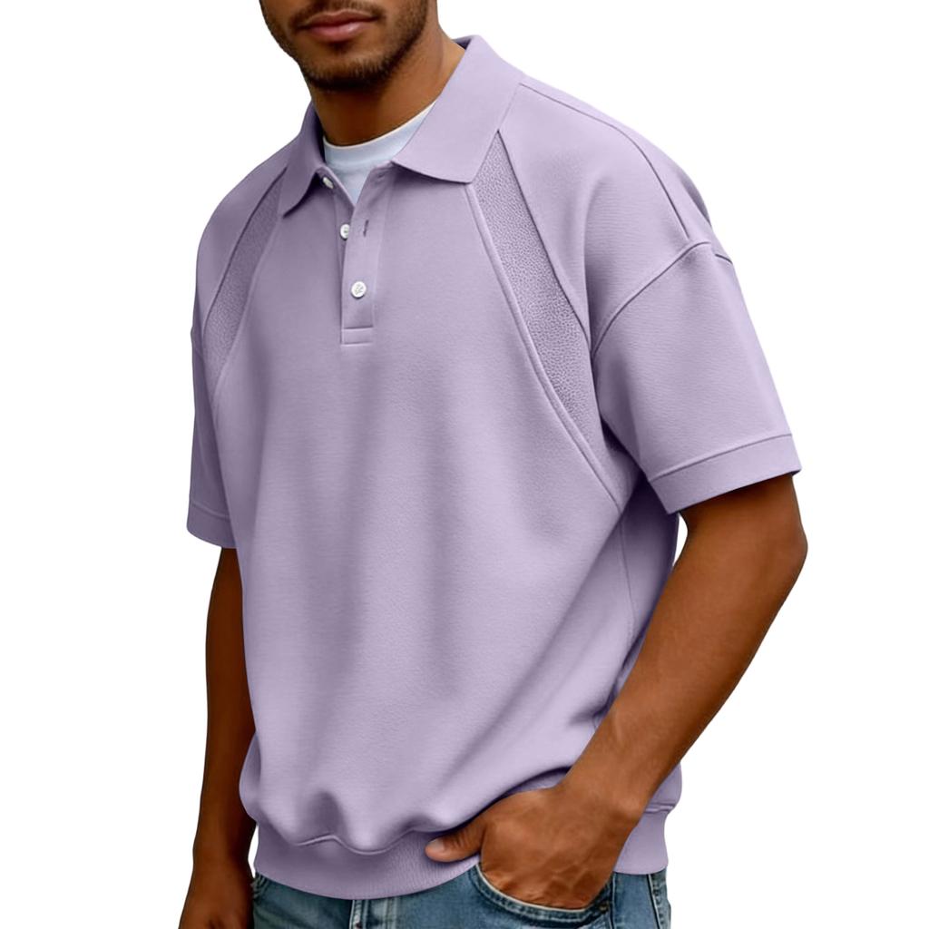 Men's  Collar Buttoned Casual Loose-fitting Pullover Short-sleeved Shirt