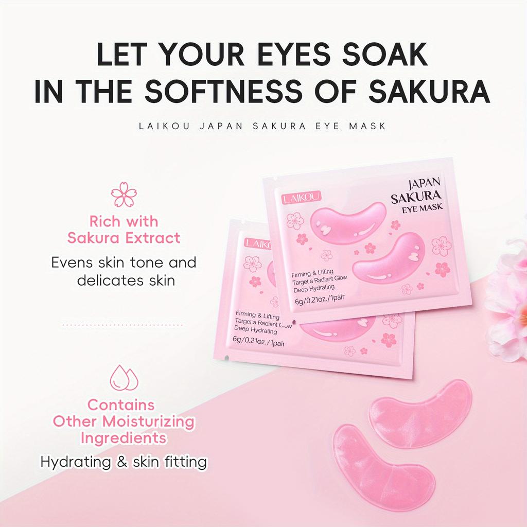 Mascarilla de Ojos Flor de Cerezo Hidrata la Piel Hidratación Profunda Reduce las Líneas Finas Segura Libre de Alergias Portátil