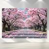 2D plane 1 piece of cherry blossom pink flower tree background made of polyester material