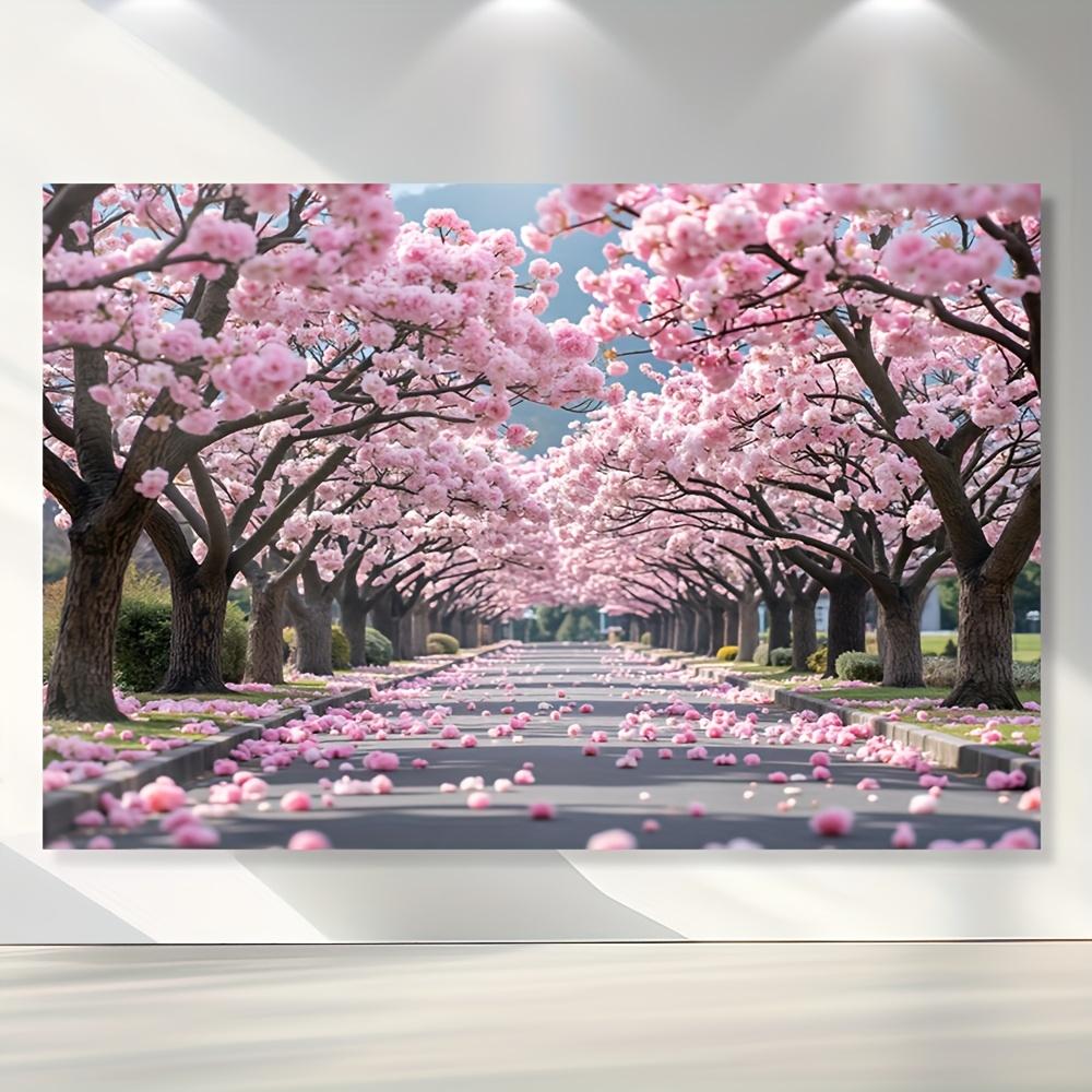 2D plane 1 piece of cherry blossom pink flower tree background made of polyester material