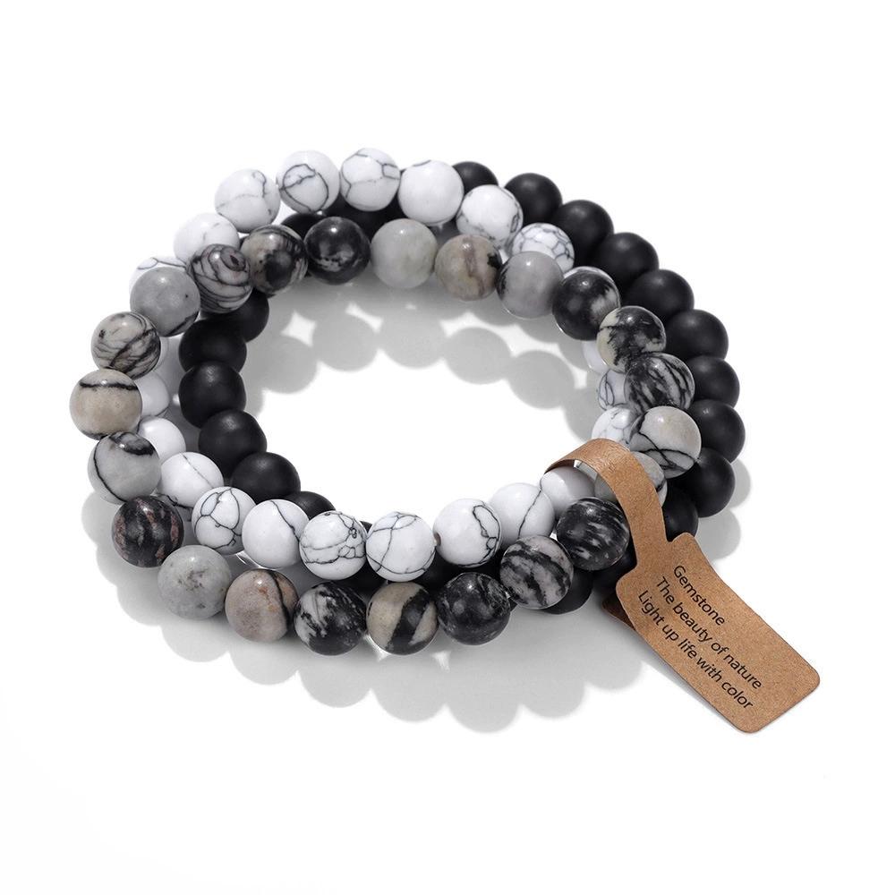 

3Pcs 8MM Natural Stone Bracelet Set For Women Crystal Tiger s Eye Beads Chain Bangle Men Fashion Party Jewelry Gift