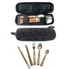 Cutlery setcutlery case6-piece setcampingoutdoorstoragewoodenstainless steelfoldablespoonforkknifeblack