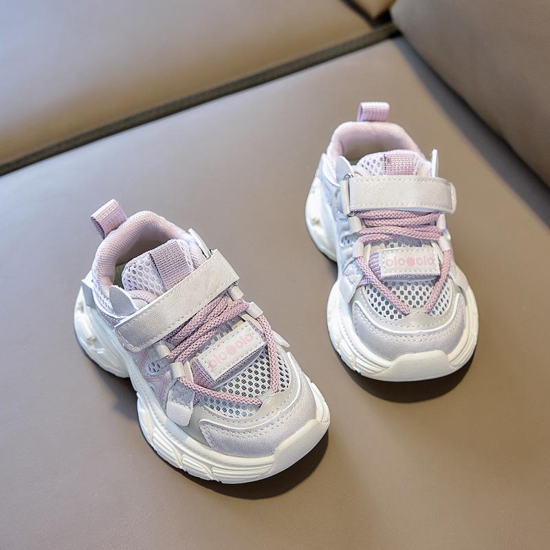 Breathable Hollow Single Mesh Kids Sports Sneakers Non Slip Unisex Boys Girls Running Shoes