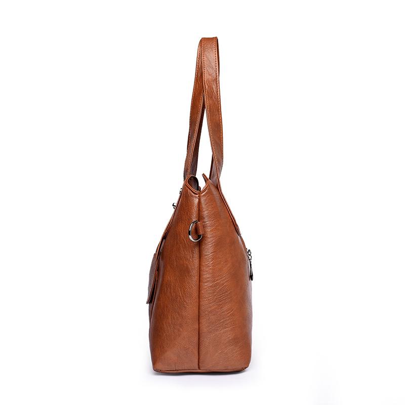 Women's Crossbody Tote - Trendy Soft Leather Large-Capacity Shoulder Bag for Middle-Aged Women
