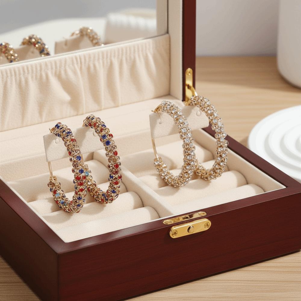 Runde Große Creolen Kristallschmuck Besetzte Ohrringe Temperament Zirkon Ohrringe Damen