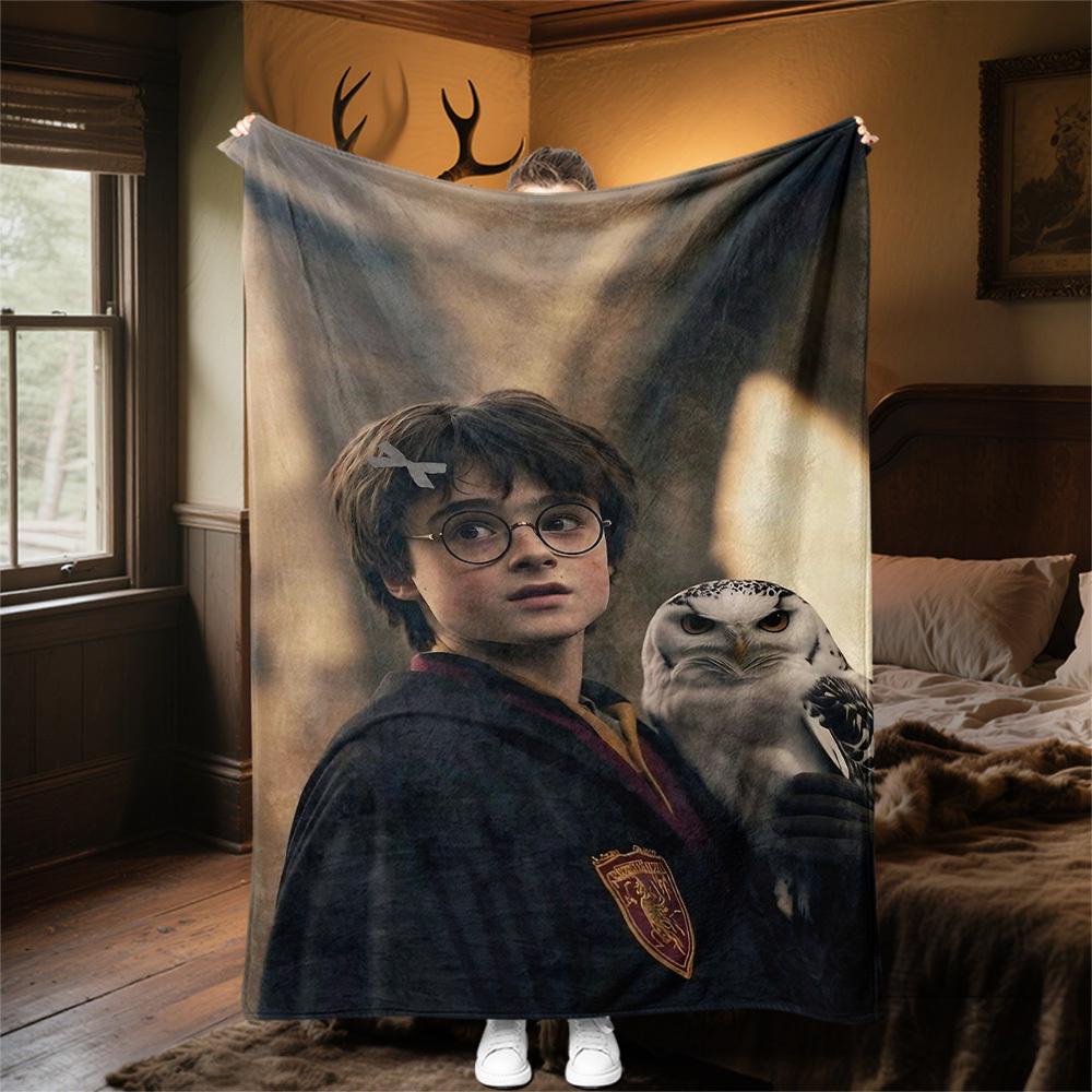 1pc Hogwarts Owl Harry Outdoor Flannel Throw Blanket All-Season Soft Warmth, travel,Gift for Home Decor-1031275