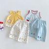 Girls Cherry Star Patch Vest And Polka Dot Pants Set Cute Baby Summer Casual Two Piece Outfit For Kids
