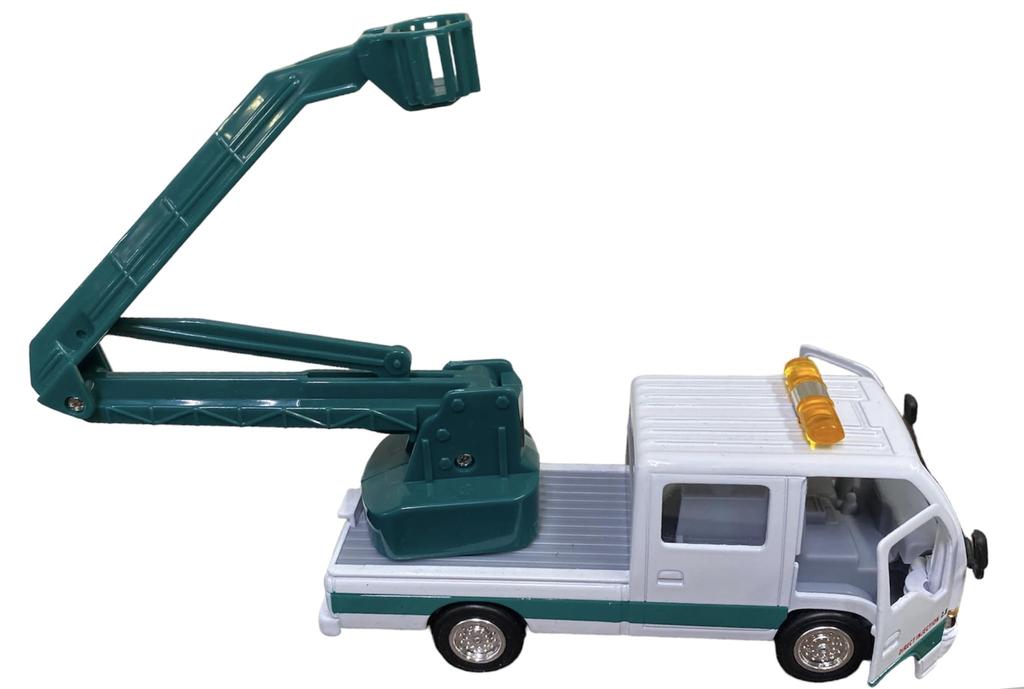 Isuzu Elf Truck Work Miniature Vehicle Isuzu x Aerial Work Platform (Aerial Platform) [Pull-Back Car/Work Series] (White Green)