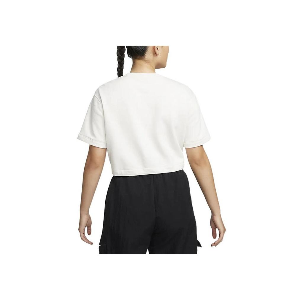 Nike Solid Color Large Logo Short Sleeve Casual T-Shirt Women Tops White DM6745-030