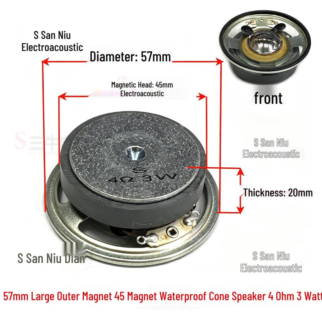 57mm Iron Shell 5W 8 Ohm Loud Magnet Speaker with Full Paper Cone for Radio Broadcast