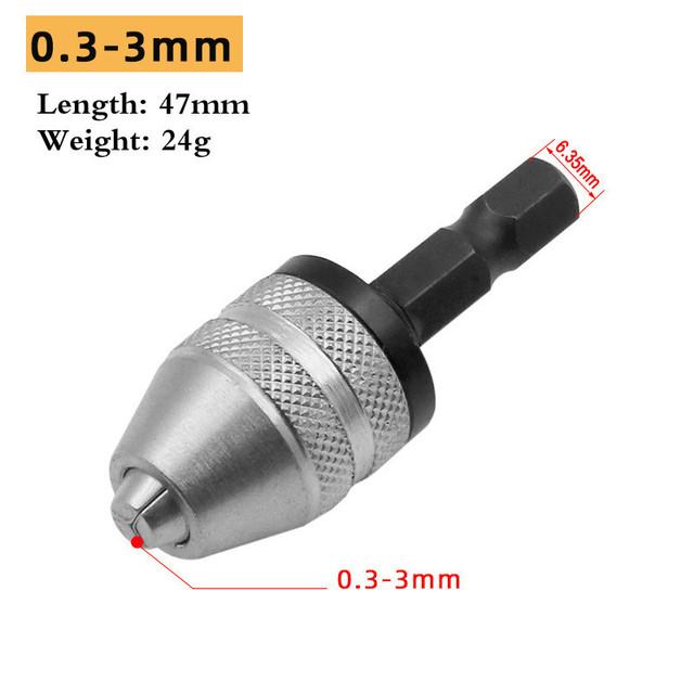 Hex Drill Bits Adapter Keyless Shaft Chuck Clamp 0.3-8 Mm Electric Motor Shaft Mini Chuck Fixture 1/4 ''Hex Shank Drill Chuck