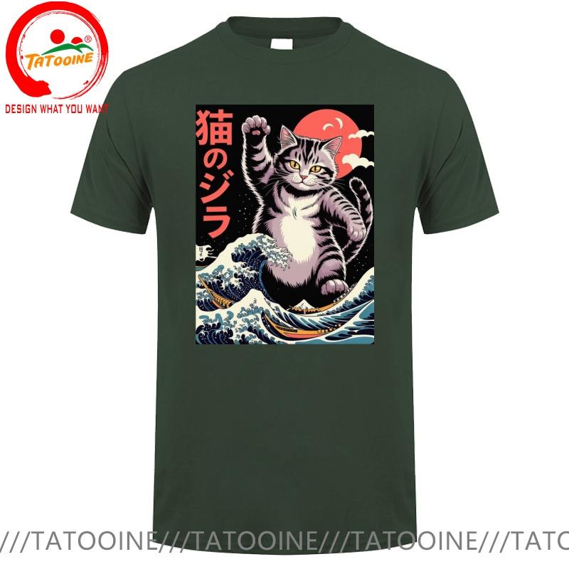 Funny Design Japanese Style The Great Kanagawa Cat Sred Doublet Unisex Fashion Trendy Casual Clothing Stylish Tops Tee Shirt Leisu