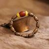 Exquisite Carved Agarwood & Imitation Beeswax Ethnic Prayer Beads Bracelet for Women