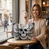 Gothic Skull Pattern Tote Bag Casual Daily Shoulder Handbag for Street Style Trendy Outdoor Use