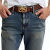 Classical Men Leather Belt with Convenient Automatic Buckle and Carved Beast Buckle Chinese Beast Head