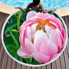 Botanical Peony Floral Round Beach Towel,Microfiber Sand Resistant Beach Blanket,Soft Absorbent Quick Dry Pool Towel Picnic Mat