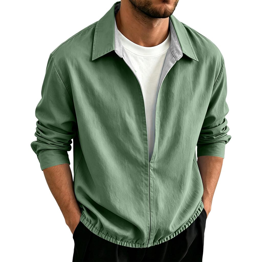 Men's Long Sleeve Pullover Shirt for Spring and Fall Casual Wear