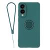 For Samsung Galaxy S25 Edge Silicone Case with Strap Ring Kickstand Phone Cover