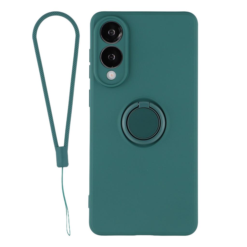 For Samsung Galaxy S25 Edge Silicone Case with Strap Ring Kickstand Phone Cover
