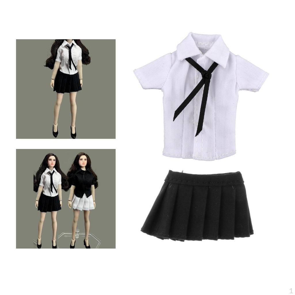 1/12 Weibliche Figur Kleidung ,Kompletter Anzug ,Kurzer Rock ,Hemd Krawatte Accessoires Handgemachtes Outfit Miniatur