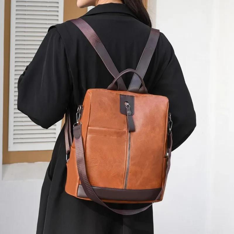Fashi Large Capacity High Quality PU Zipper Women's Backpacks 2026 New Simple Versatile Classic Style Commute Shoulder Bags