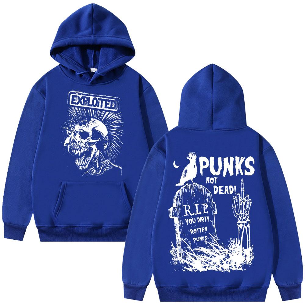 Rockband The Exploited Grafik-Hoodie Punks Not Dead Hoodies Herbst Winter Herren Damen Hip Hop Gothic Punk Übergroßes Sweatshirt