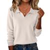 Women's Fashionable Casual Long-sleeved Knitted V-neck Sweater Top