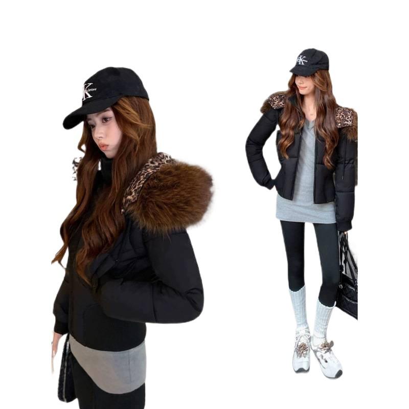 Removable sleeves, large fur collar cotton-padded clothes, women's short jackets, new European and American cotton-padded clothes, women's loose cotto