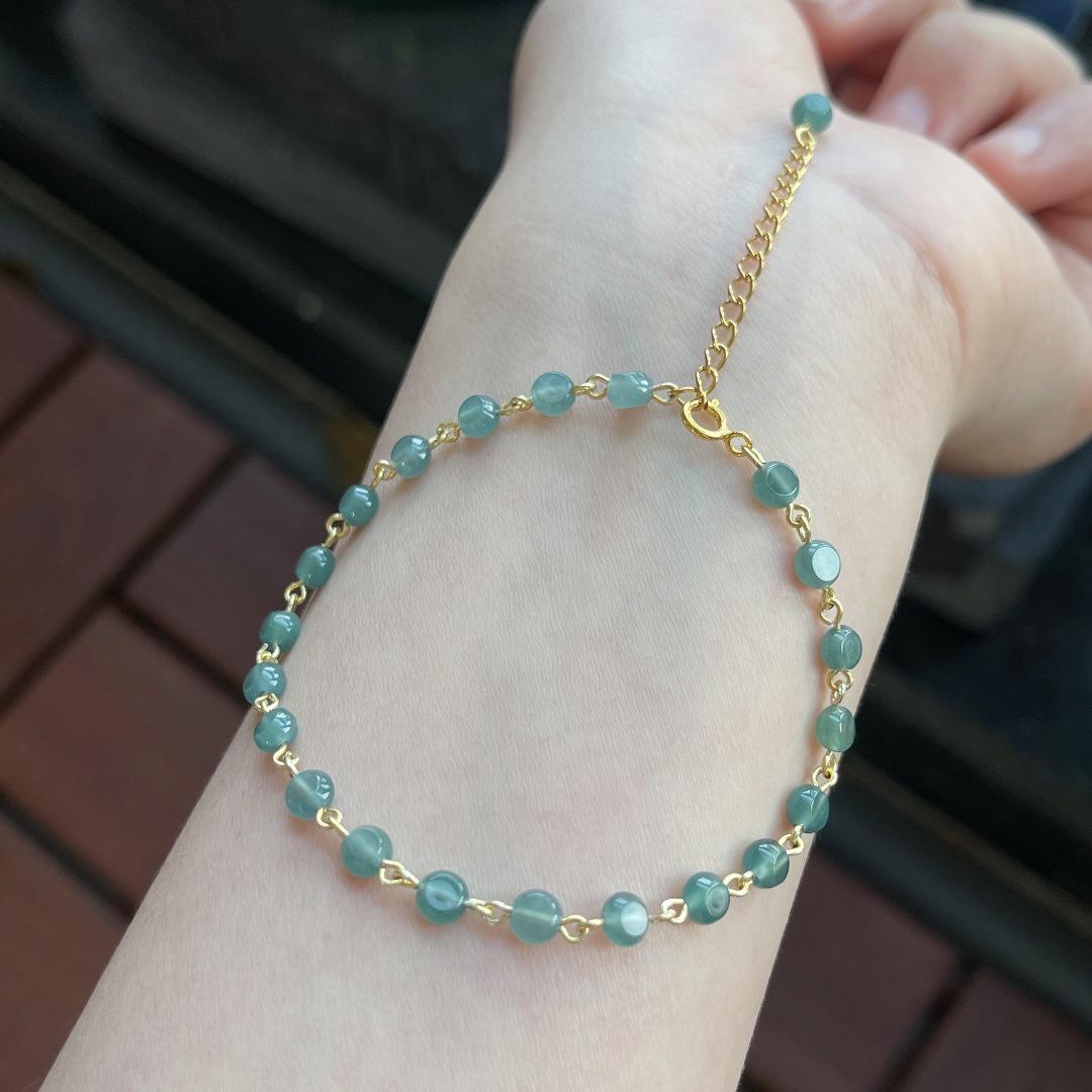 Elegant Blue Water Jade Bracelet with 925 Silver and Horizontal Hole - A Grade Xiaohongshu Style Gift
