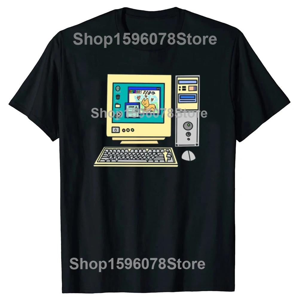 Funny An Old Computer That I Miss T Shirts Men Women Pure Cotton Humor Streetwear Tee Shirt Short Sleeve Unisex Loose Clothing