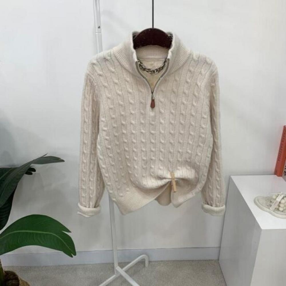 C S In The Room oShu Cabled Half Zip Long Sleeve Knit 4Color