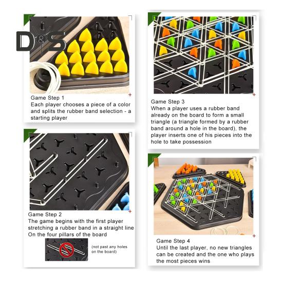 1 sada trojúhelníkové šachy desková hra pro 2 až 4 hráče geometrie učení zaměření logika školení výuková gumička trojúhelníková hrací deska strategická hra