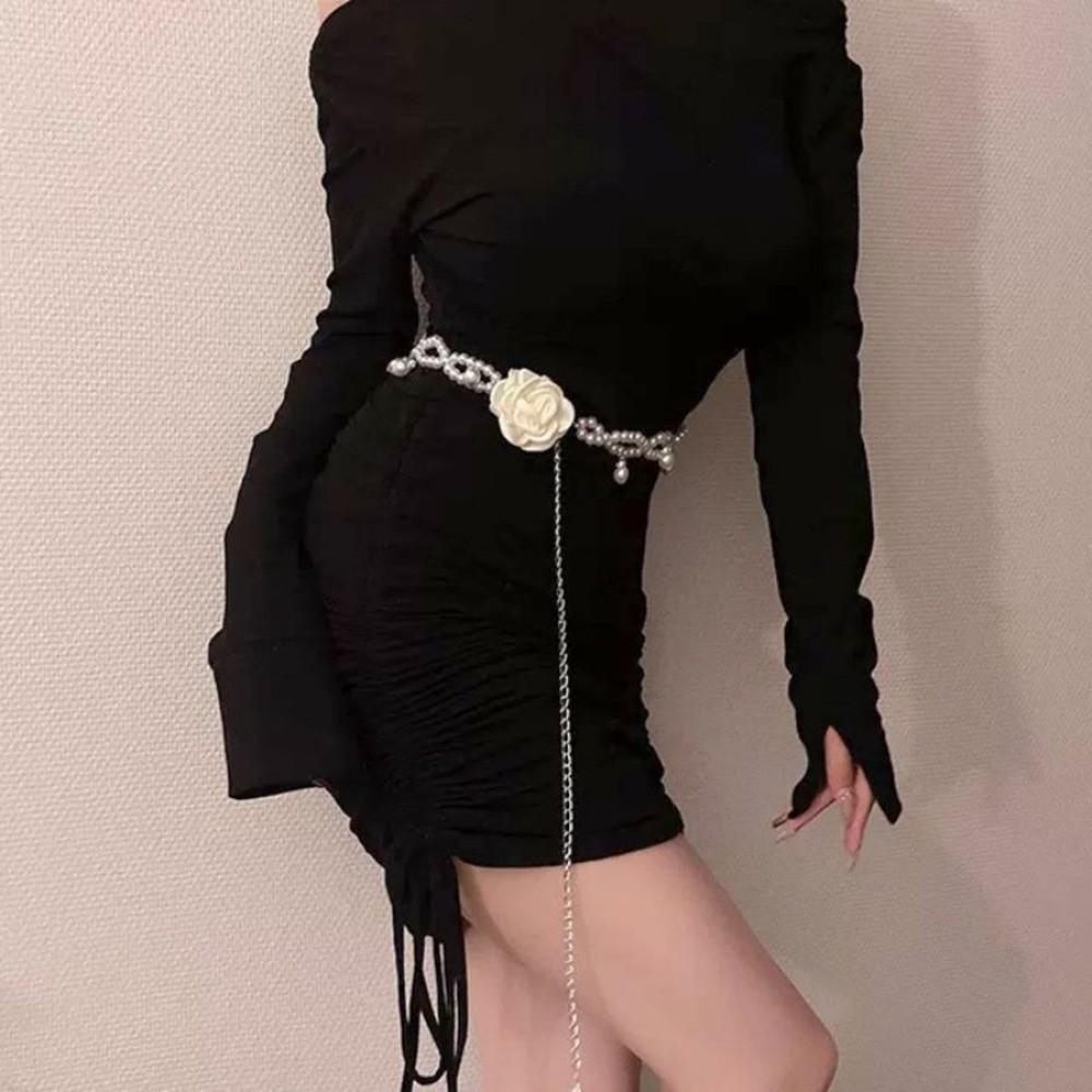 New Temperament Elegant Pearl Waist Chains Waist Accessory Girls Dress Strap Pearl Belt Versatile Body Jewelry Women Gift