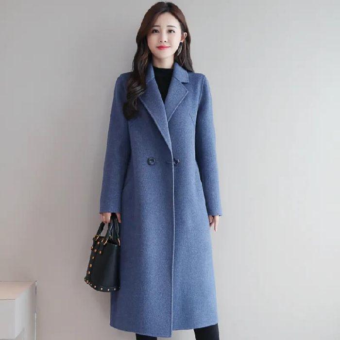 Women's Korean-Style Woolen Outer Wear Coat Autumn Spring Mid-Length Plus-Size Loose Woolen Coat
