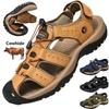 Waterproof Genuine Leather Cowhide Men Sandals Summer Quality Beach Slippers Casual Sneakers Outdoor Beach Shoes Largre Size