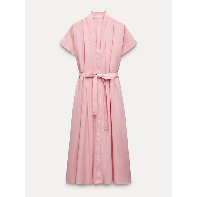 Za2024 Summer New Product Women's Clothes Fashion Style Belt Short Sleeve Shirt Style Dress 2183246 800