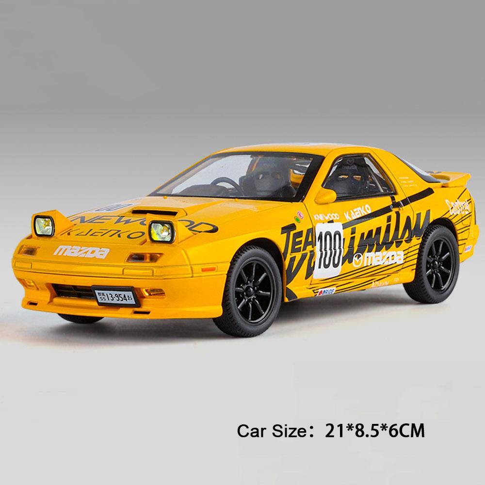 

1:24 Scale RX7-FC Alloy Sports Car Model Toy Shock Absorption Sound Light Diecast Metal Vehicle Models Kids Desktop Ornaments жовтий
