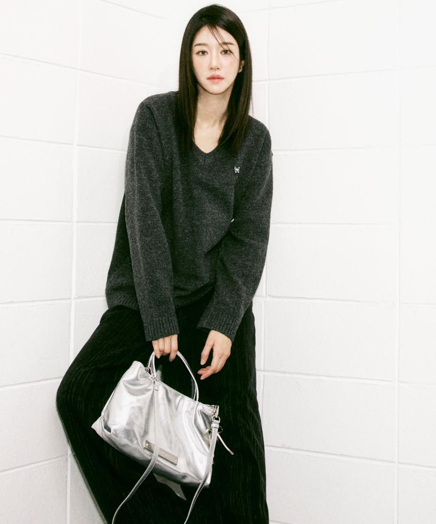 Nick&Nicole Crystal Faux Leather Tote Bag_Silver