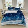 3pcs Blue Bedding Set Snowflakes Print Cozy Soft Duvet Cover King Queen Twin Size for Home Bedroom Decor New Year Christmas Gift