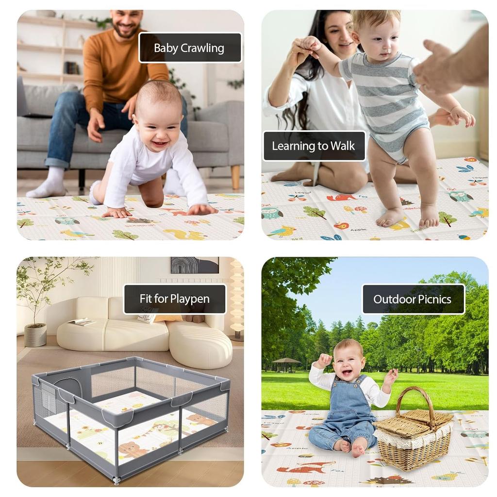 Large Foldable Baby Play Mat Made of Eco-friendly EVA Material Non-slip and Protective Suitable for Children Infant and Toddlers