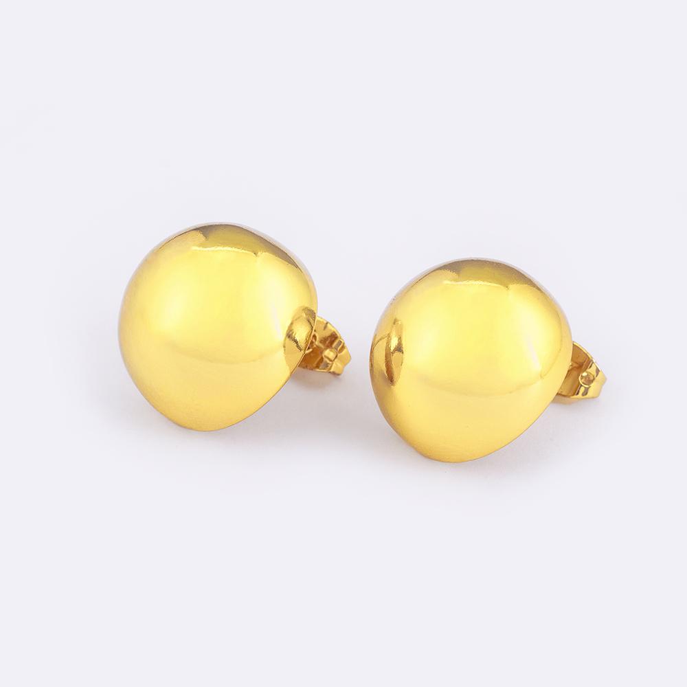 Nidin New Retro Simple Style Semicircle Shape Copper Stud Earrings For Women Lady Daily Party Ear Jewelry Accessories Fine Gifts
