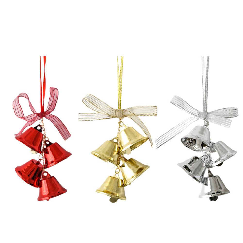 3pcs Christmas Bell Pendant Christmas Decorations For Tree Metal Bell Pendant Decor Christmas Elegance Ironwork 20*3.5cm